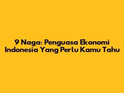 9 Naga: Penguasa Ekonomi Indonesia Yang Perlu Kamu Tahu