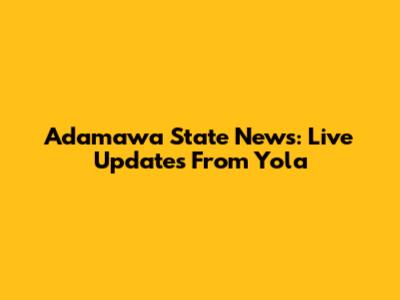 Adamawa State News: Live Updates From Yola