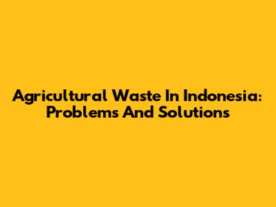 Agricultural Waste In Indonesia: Problems And Solutions