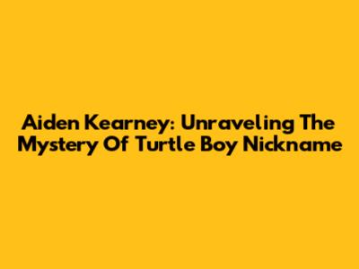 Aiden Kearney: Unraveling The Mystery Of Turtle Boy Nickname