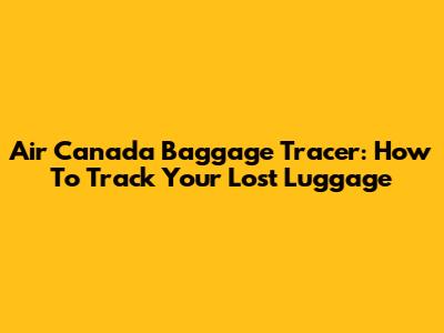 Air Canada Baggage Tracer: How To Track Your Lost Luggage