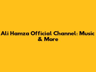 Ali Hamza Official Channel: Music & More