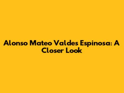 Alonso Mateo Valdes Espinosa: A Closer Look