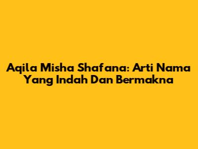 Aqila Misha Shafana: Arti Nama Yang Indah Dan Bermakna
