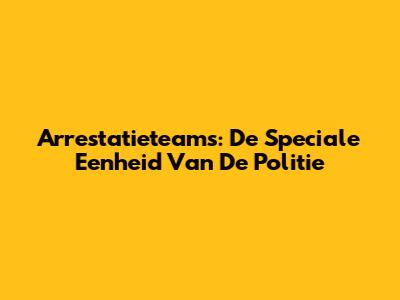 Arrestatieteams: De Speciale Eenheid Van De Politie