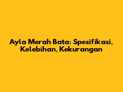 Ayla Merah Bata: Spesifikasi, Kelebihan, Kekurangan