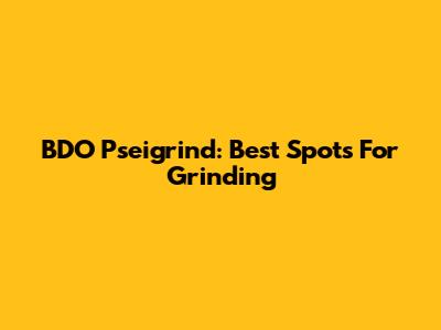 BDO Pseigrind: Best Spots For Grinding