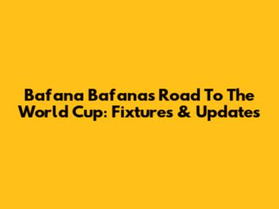 Bafana Bafana's Road To The World Cup: Fixtures & Updates