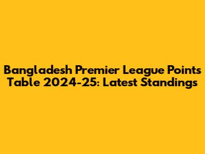 Bangladesh Premier League Points Table 2024-25: Latest Standings