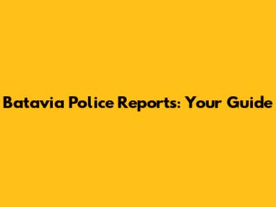 Batavia Police Reports: Your Guide