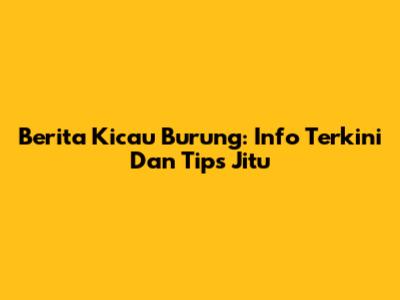 Berita Kicau Burung: Info Terkini Dan Tips Jitu
