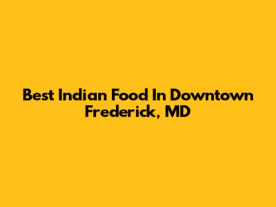Best Indian Food In Downtown Frederick, MD