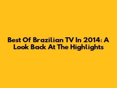 Best Of Brazilian TV In 2014: A Look Back At The Highlights