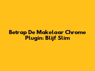 Betrap De Makelaar Chrome Plugin: Blijf Slim
