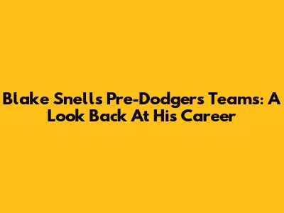 Blake Snell's Pre-Dodgers Teams: A Look Back At His Career