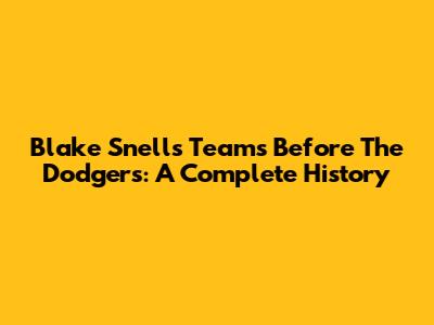 Blake Snell's Teams Before The Dodgers: A Complete History
