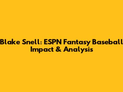 Blake Snell: ESPN Fantasy Baseball Impact & Analysis
