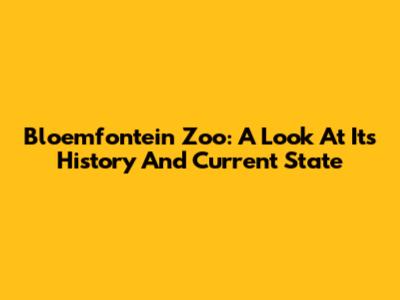 Bloemfontein Zoo: A Look At Its History And Current State