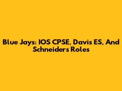 Blue Jays: IOS CPSE, Davis ES, And Schneider's Roles