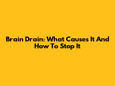 Brain Drain: What Causes It And How To Stop It