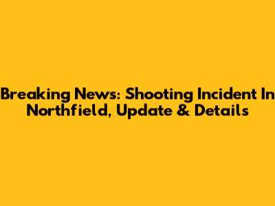 Breaking News: Shooting Incident In Northfield, Update & Details
