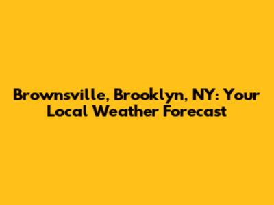 Brownsville, Brooklyn, NY: Your Local Weather Forecast