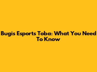 Bugis Esports Toba: What You Need To Know