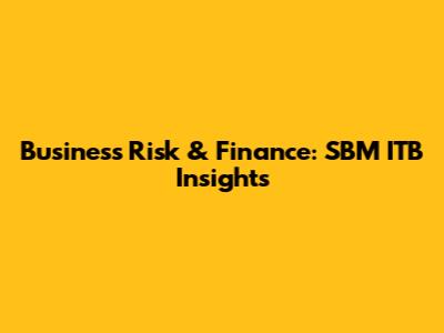 Business Risk & Finance: SBM ITB Insights
