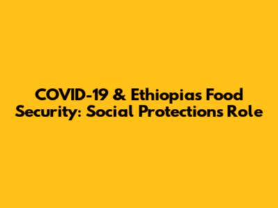 COVID-19 & Ethiopia's Food Security: Social Protection's Role