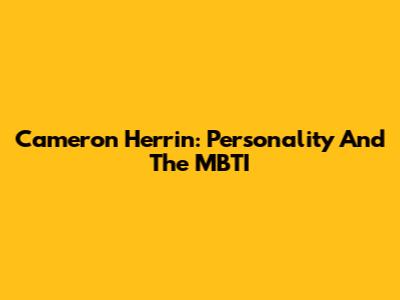 Cameron Herrin: Personality And The MBTI