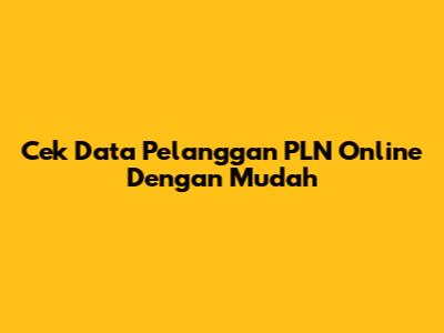 Cek Data Pelanggan PLN Online Dengan Mudah