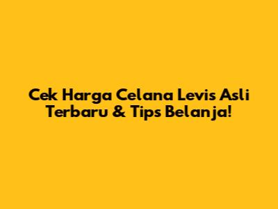 Cek Harga Celana Levi's Asli Terbaru & Tips Belanja!