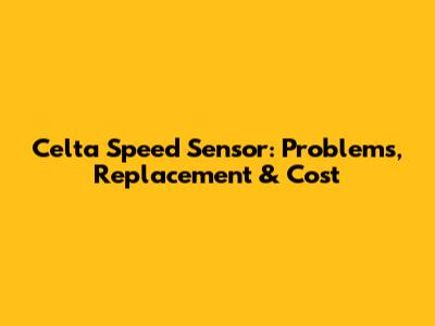 Celta Speed Sensor: Problems, Replacement & Cost