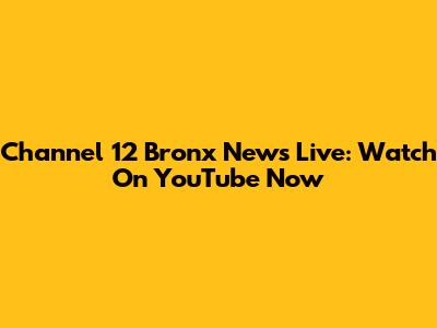 Channel 12 Bronx News Live: Watch On YouTube Now