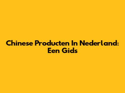 Chinese Producten In Nederland: Een Gids
