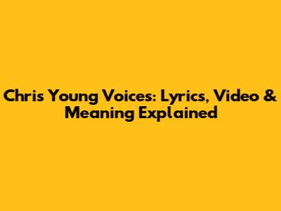 Chris Young Voices: Lyrics, Video & Meaning Explained