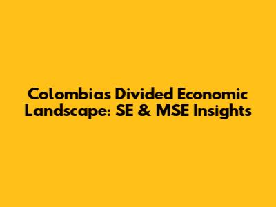 Colombia's Divided Economic Landscape: SE & MSE Insights