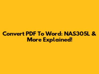 Convert PDF To Word: NAS305L & More Explained!