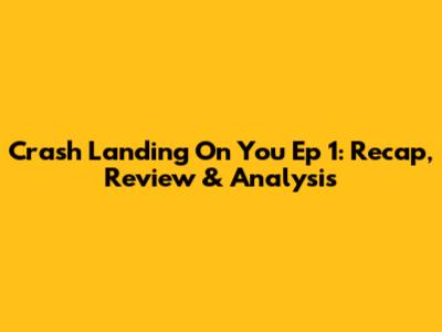 Crash Landing On You Ep 1: Recap, Review & Analysis