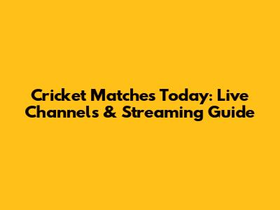 Cricket Matches Today: Live Channels & Streaming Guide