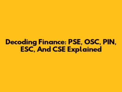 Decoding Finance: PSE, OSC, PIN, ESC, And CSE Explained