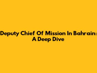 Deputy Chief Of Mission In Bahrain: A Deep Dive