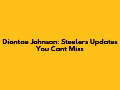 Diontae Johnson: Steelers Updates You Can't Miss