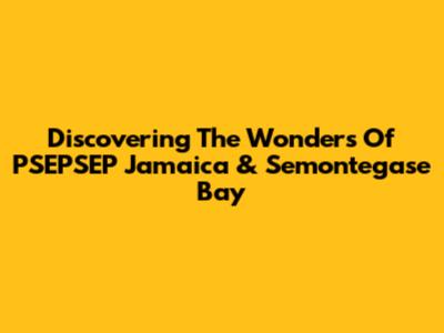 Discovering The Wonders Of PSEPSEP Jamaica & Semontegase Bay
