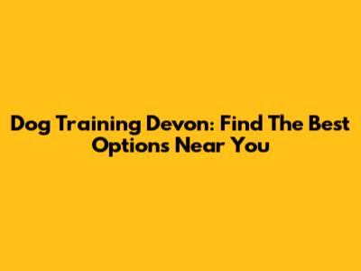 Dog Training Devon: Find The Best Options Near You