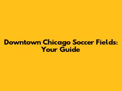 Downtown Chicago Soccer Fields: Your Guide
