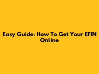 Easy Guide: How To Get Your EFIN Online