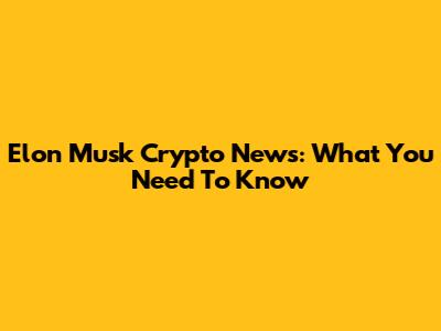 Elon Musk Crypto News: What You Need To Know