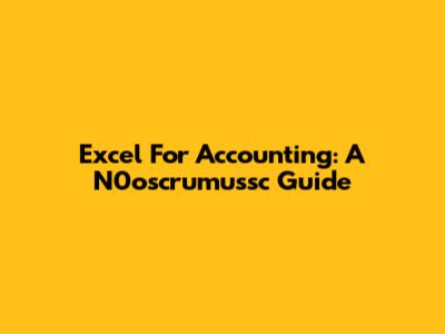 Excel For Accounting: A N0oscrumussc Guide