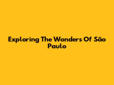 Exploring The Wonders Of São Paulo